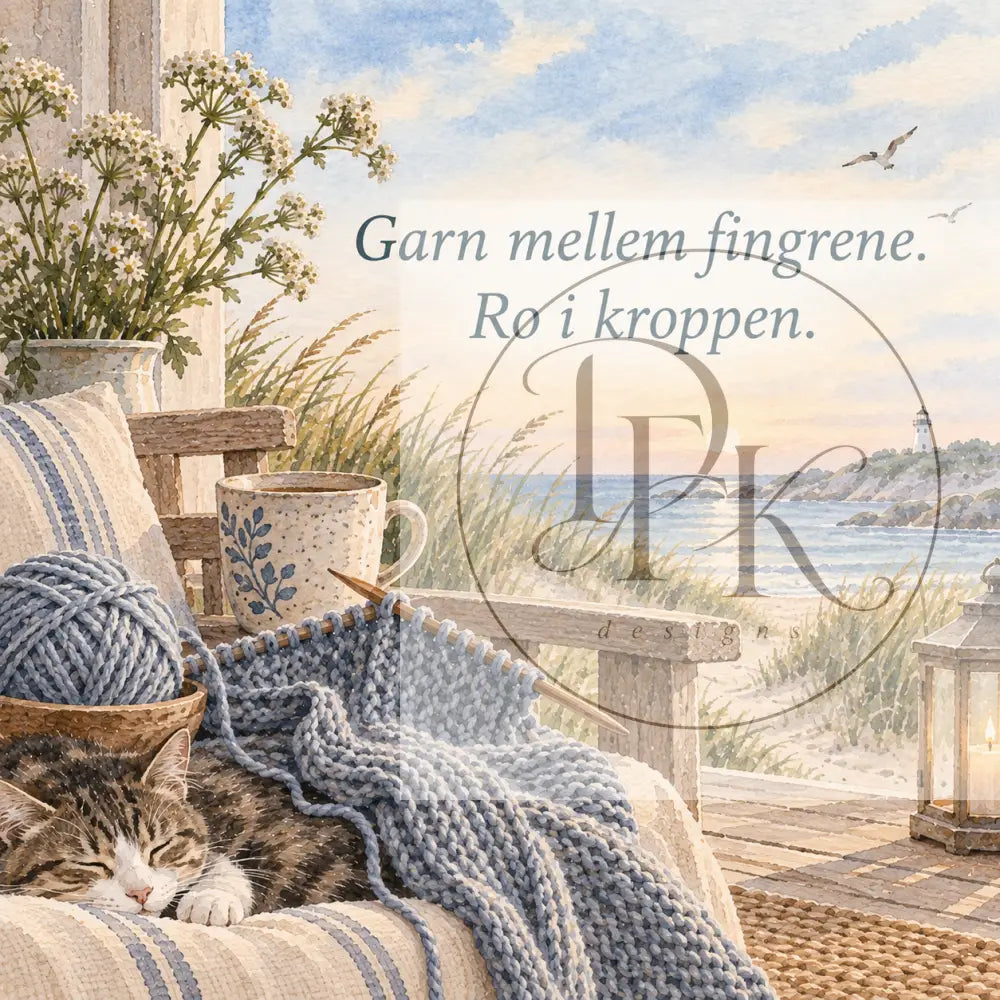 Ro serien - Strikkekort blank bagside - Garn mellem fingrene. Ro i kroppen. - Strikkekort