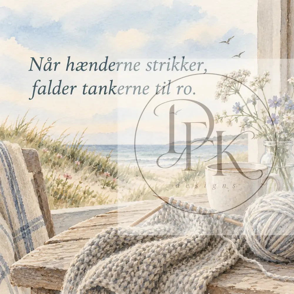 Ro serien - Strikkekort blank bagside - Når hænderne strikker falder tankerne til ro. - Strikkekort