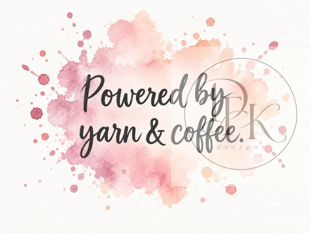 Splash Serien - Engelske strikkecitater - Powered by yarn & coffee. - Strikkekort